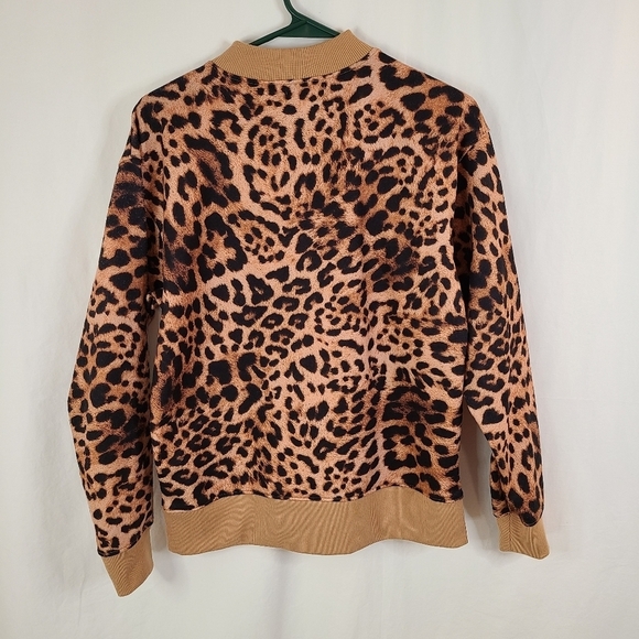 NWT BP Cheetah Print Crewneck Pullover Sweatshirt Woman's Size XXS - Picture 2 of 11